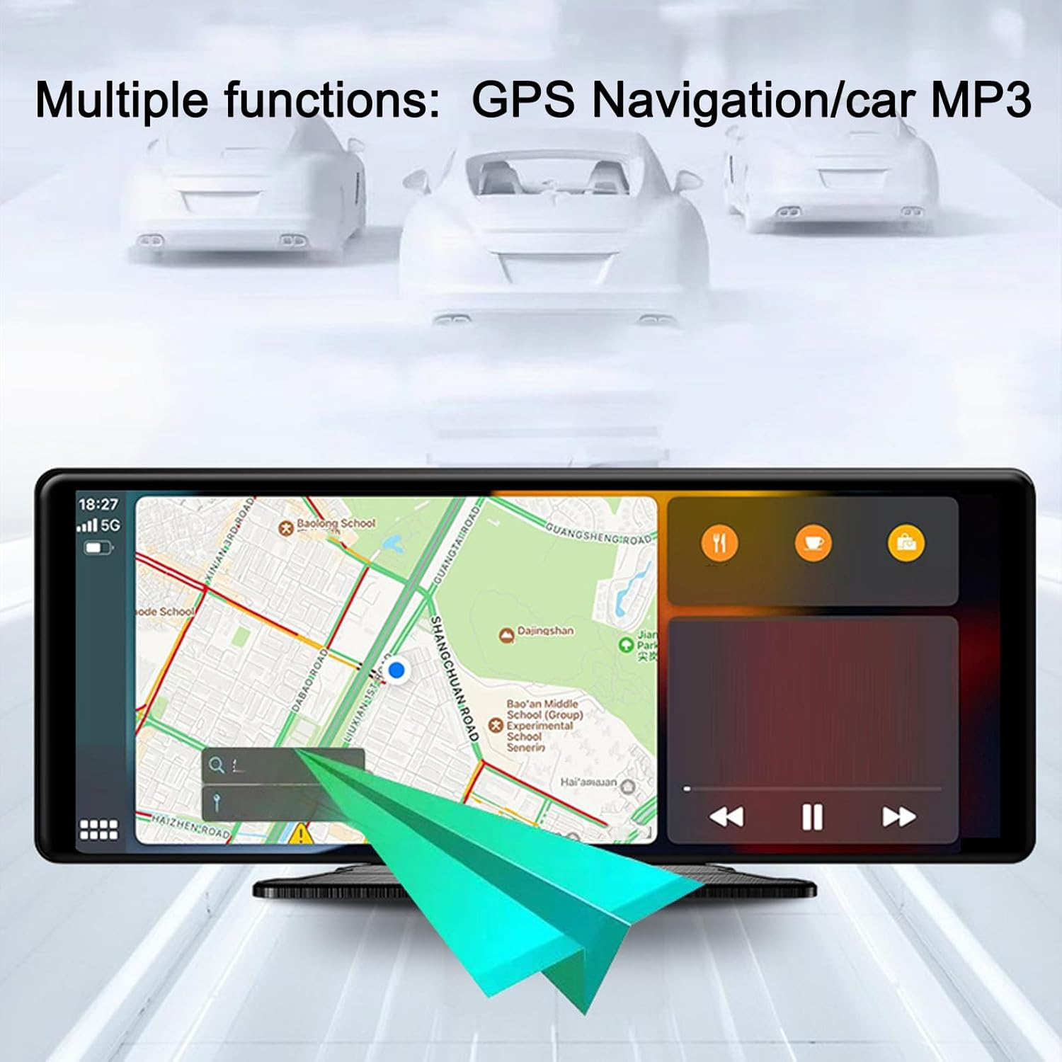 Generic Portable Car Stereo, 10.26 Inch FHD Touchscreen, Wireless Carplay Android Auto, Backup Camera, GPS Navigation, Bluetooth, Voice Control, AUX, Car Radio Receiver