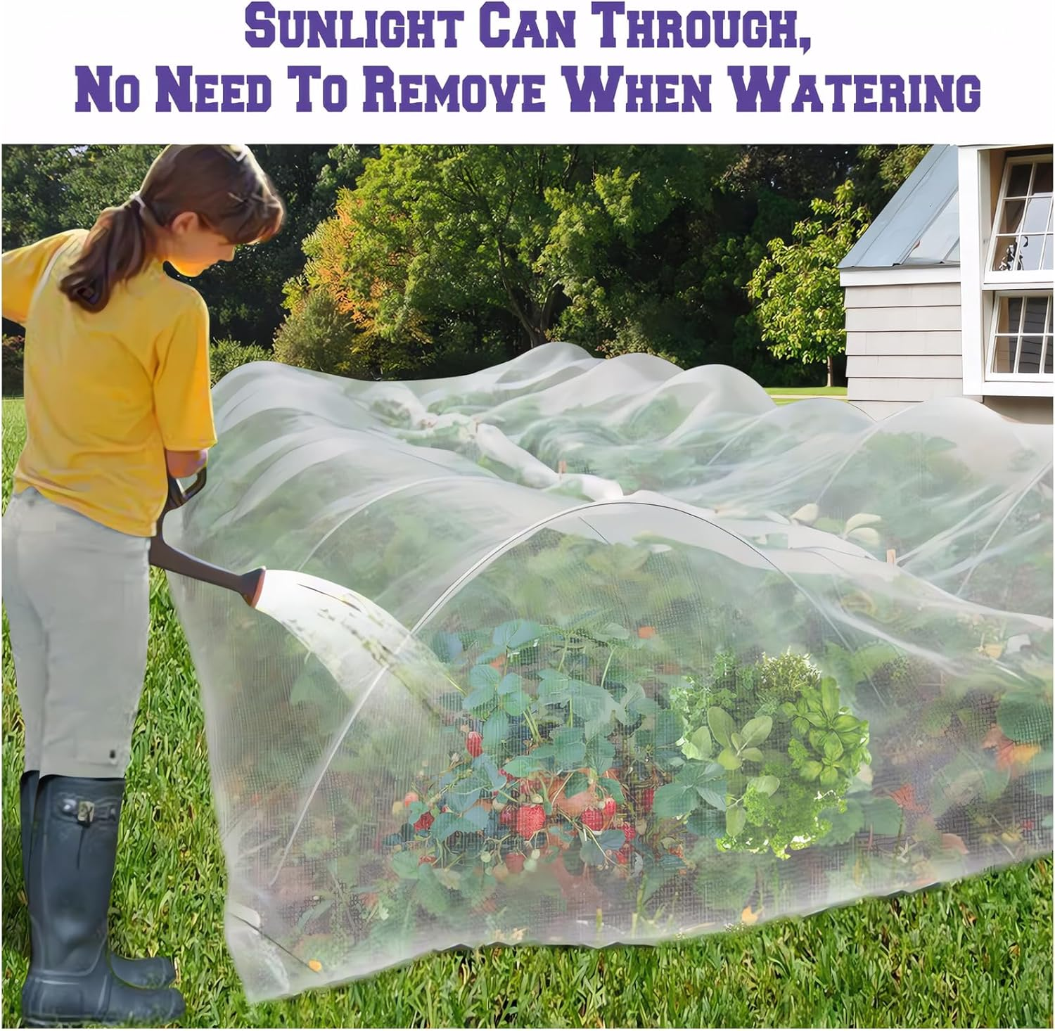 Garden Insect Netting, Reusable Floating Row Cover, Plant Covers Freeze Protection, Ultra Fine Mesh Garden Covers for Vegetables, Flowers, Fruit and Plants (10Ft X49.2Ft)