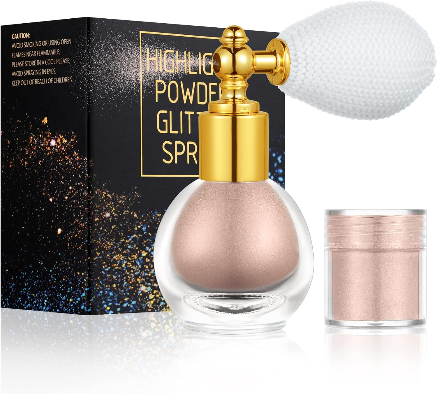 AOOWU Glitter Spray for Face, Body and Hair - Makeup Sparkle Powder Cosmetic Shimmer Highlighter for Christmas Rave Party (Champagne)