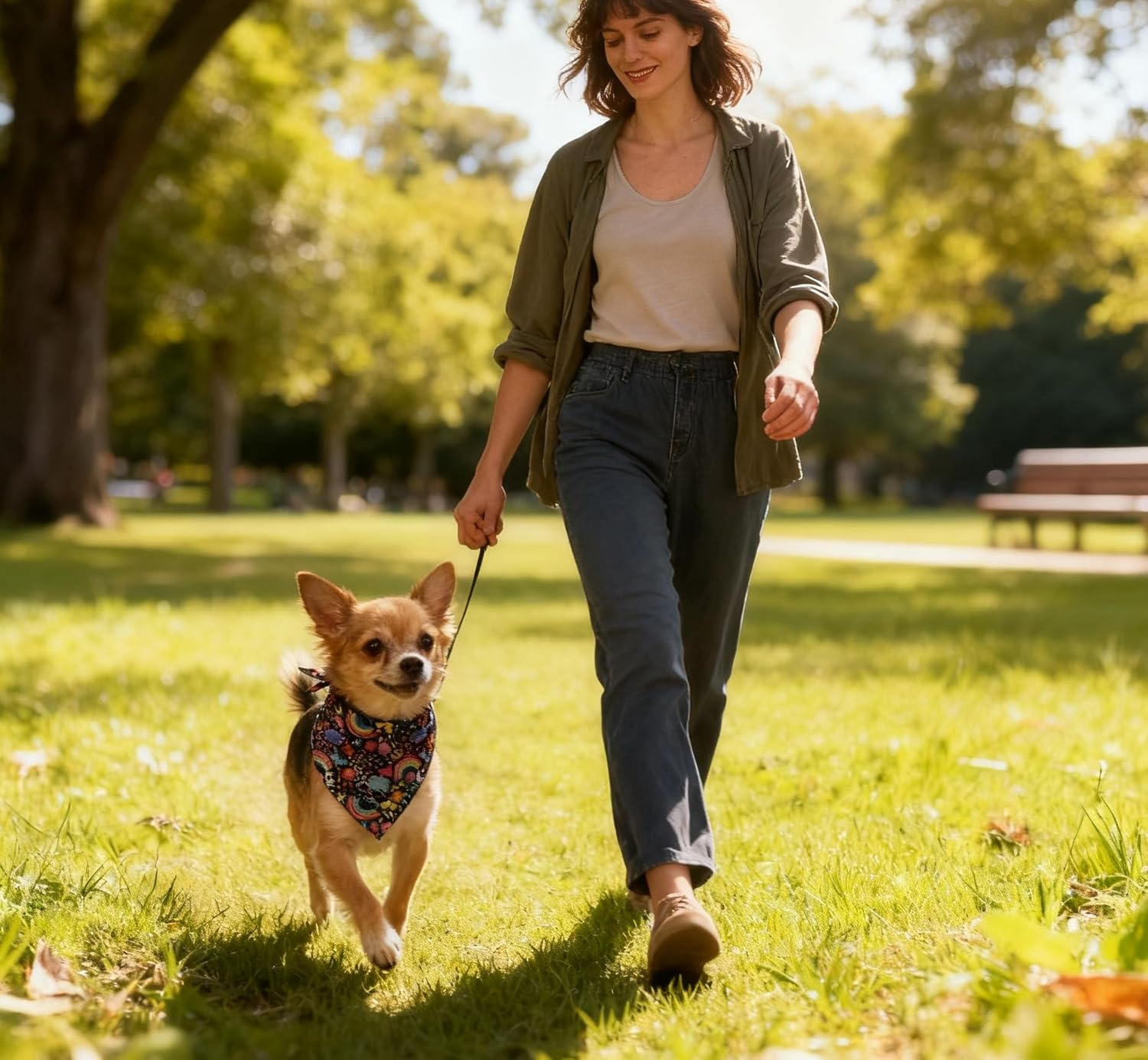 Gaodercha Pack of 2 Hippie Dog Bandana, Floral Pattern Dog Bandana, Spring Flowers, Triangle Bib, Scarf, Pet Scarf, Pet Accessories, Suitable for Daily Outdoor Use