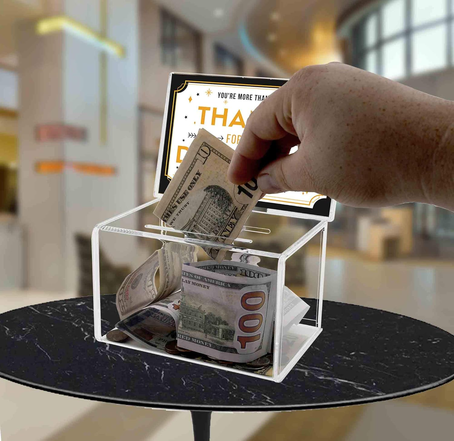 Deflecto Classicimage Suggestion Box - Ideal for Business Cards, Raffle, Tips & Charity Donations Collection - Lockable with Stackable Sign Holder image number 5