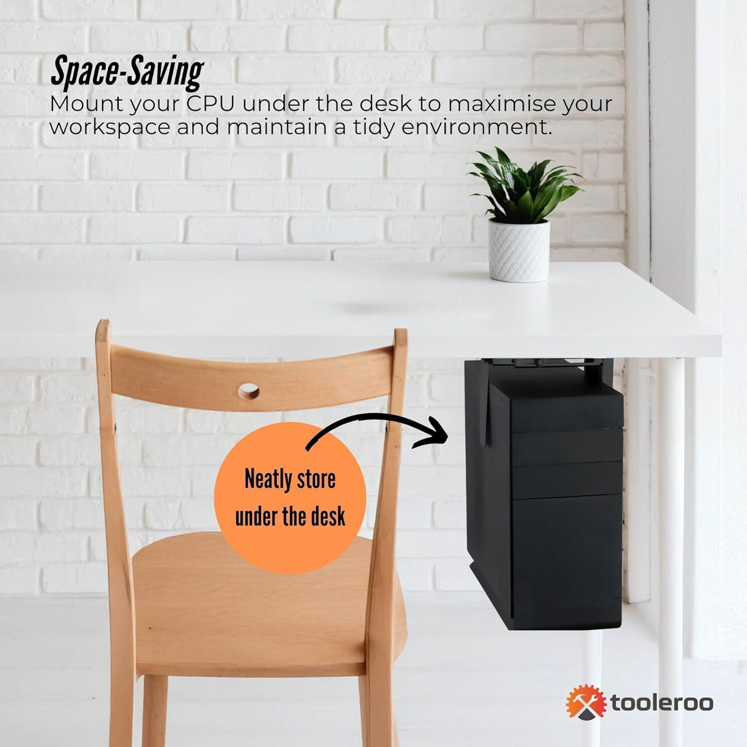 Tooleroo under Desk CPU Holder PC Mount - Adjustable 360 Degree Rotation Rack