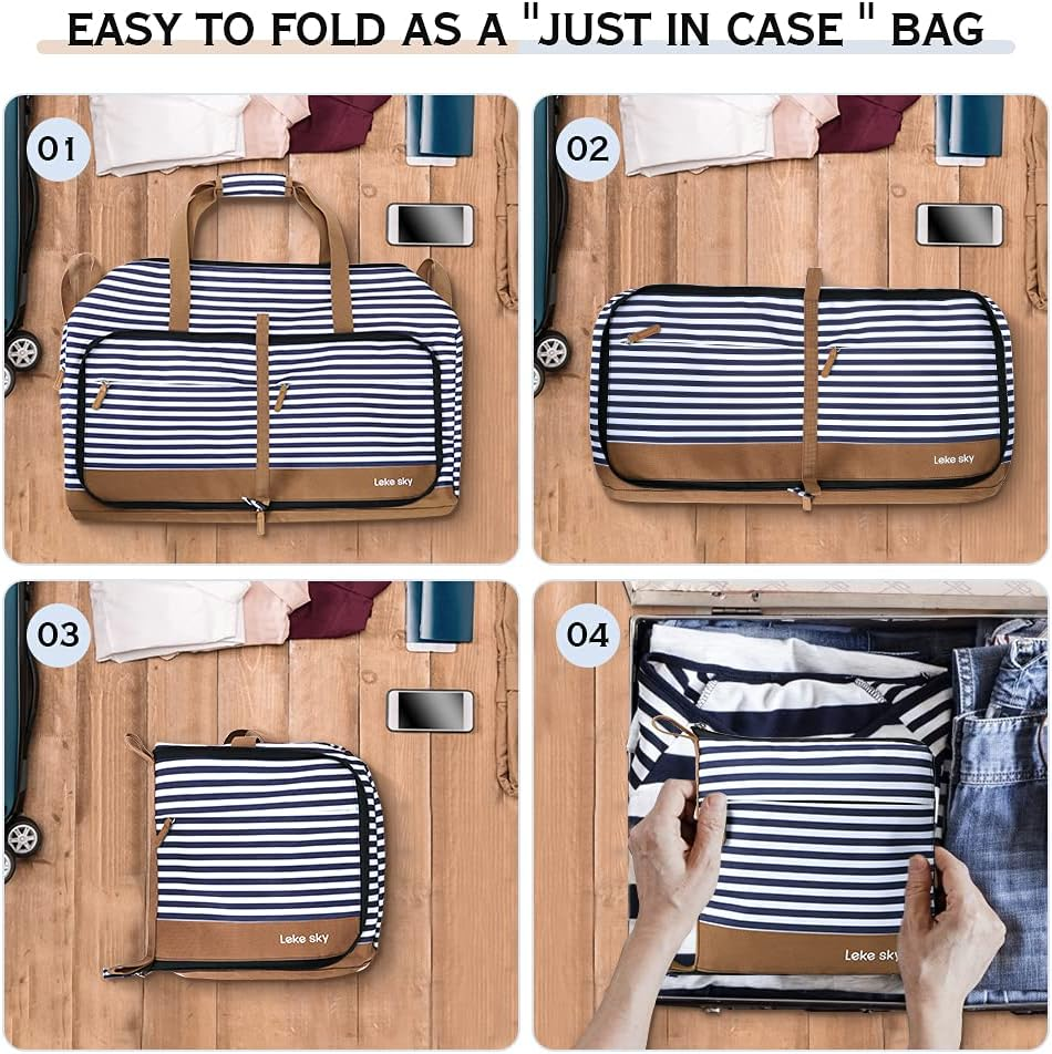 Lekesky Foldable Travel Bag Sports Bag Weekender Women with Shoe Compartment image number 1