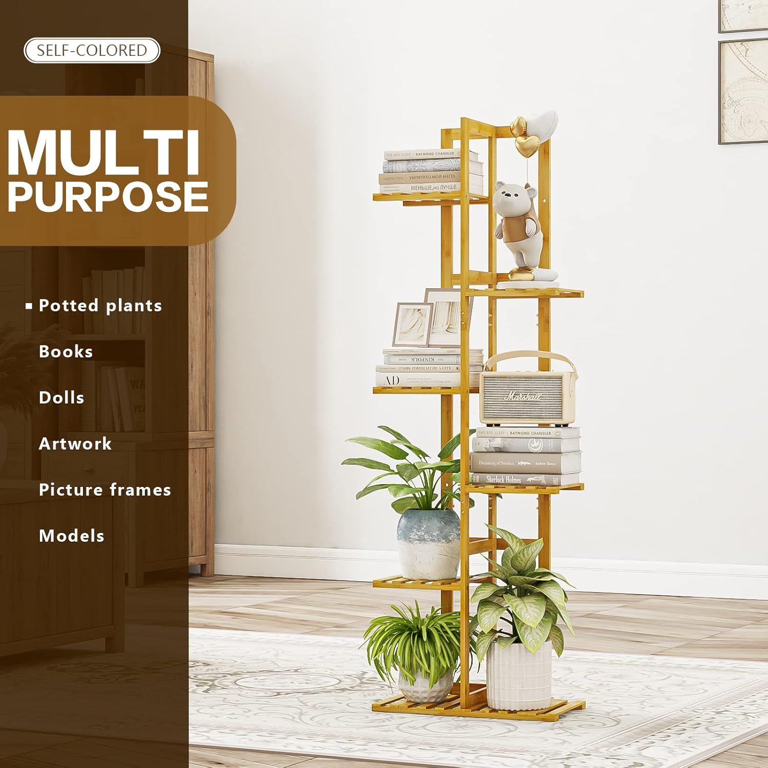 Bamworld Tall Plant Stand Indoor, 6 Tier Bamboo Plant Shelf for Multiple Plants, Tiered Corner Flower Stand for Window Garden Balcony Home Decor Living Room Bedroom image number 4