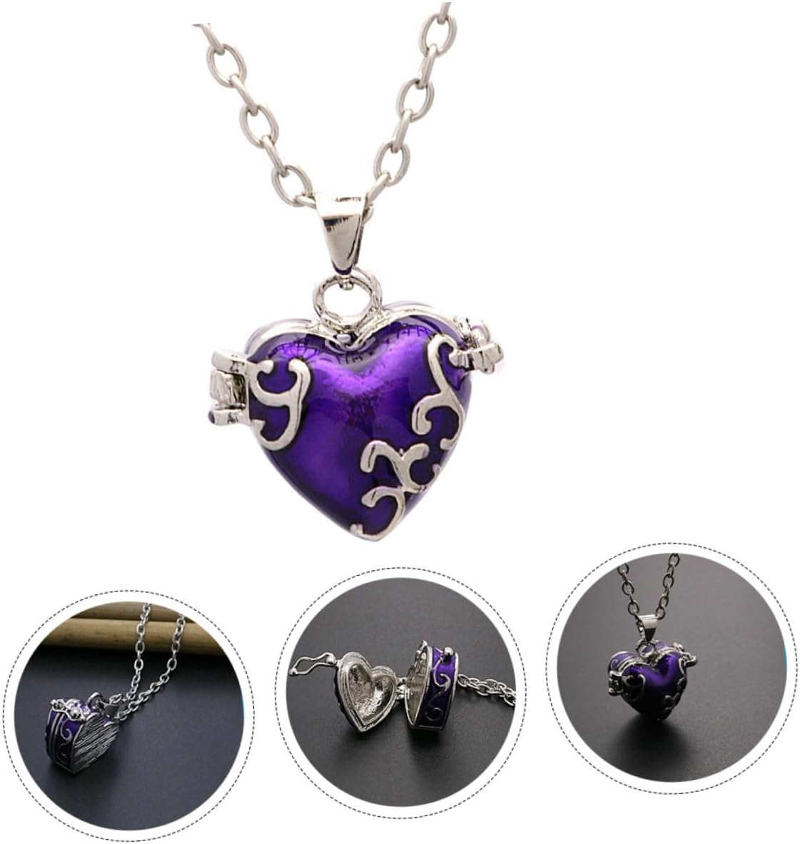 Vintage Heart-Shaped Brass Pendant Openable Pet Ashes Container Necklace Memorial Jewelry for Cats Dogs Secure Keepsake Urn Chain No Fading - Blue image number 7