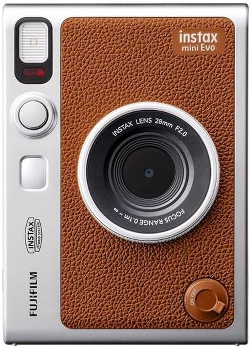 Fujifilm Instax Mini Evo Hybrid Instant Camera (Instant Camera/Smartphone Printer/Digital Camera), Brown INS MINI EVO Brown C