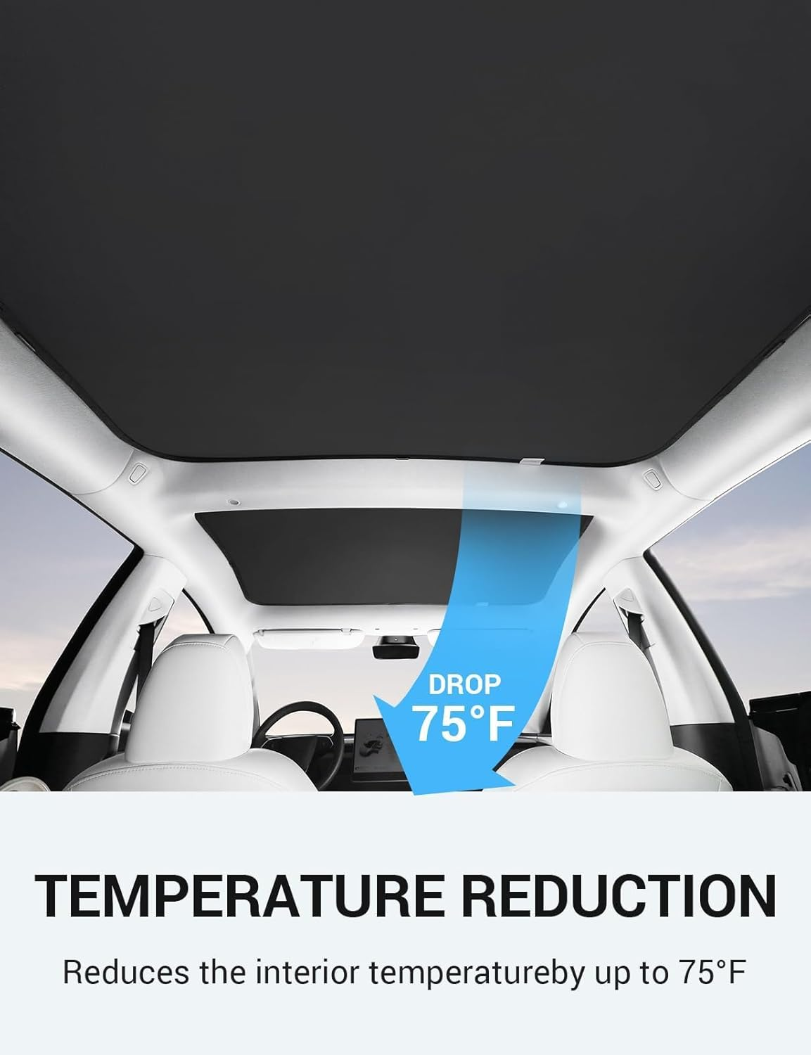 BASENOR Tesla Model 3 Sunshade Front & Rear Glass Roof Sun Shades with Skylight Reflective Covers Set of 4 Model 3 2017-2020