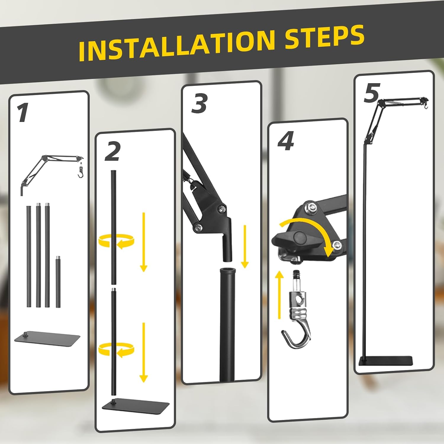 Glowup Reptile Lamp Stand Adjustable Heat Lamp Stand Height 40-140 Cm, 360&deg; Rotation Reptile Lamp Holder with Base Terrarium Light Stand for Tortoises Spider (Without Lamps) image number 2