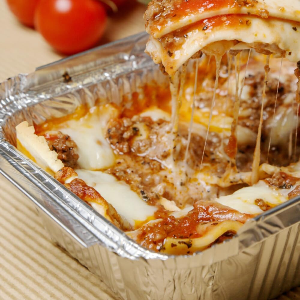 Olymajy Foil Food Containers with Lids, 25PCS 670Ml Foil Trays, Large Aluminium Foil Trays with Transparent Lid, Aluminium Foil Food Containers for Baking, Roasting, Cooking image number 6