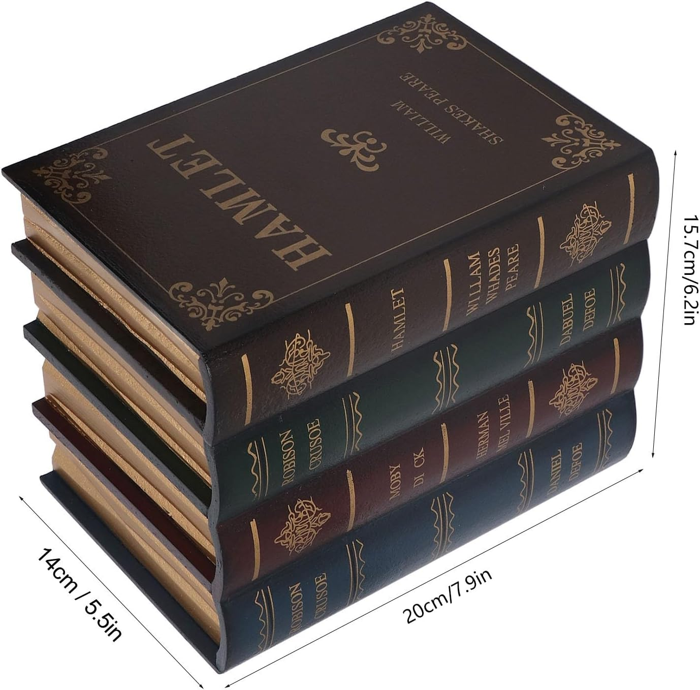 Vintage Style Book-Shaped Storage Box, Gold Shade, Decorative Home Accent image number 1