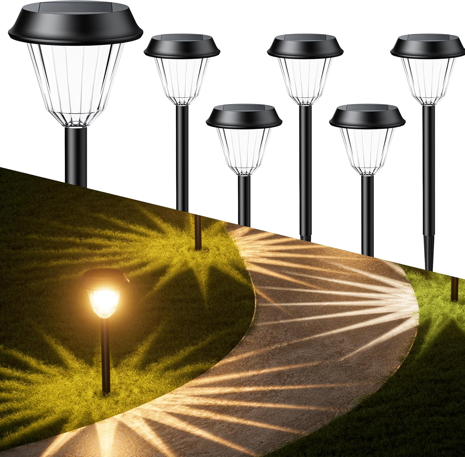 Quntis Solar Pathway Lights Outdoor 6 Pack, IP65 Waterproof Solar Garden Lights, Auto On/Off Solar Landscape Lighting Warm White/Rgb, Solar Powered Path Lights for Yard Driveway Walkway Patiolawn image number 3