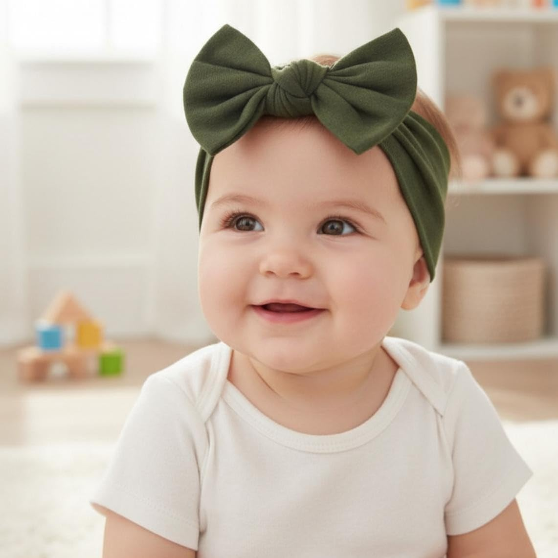 Baby Girl Headbands-Infant,Toddler Cotton Handmade Hairbands with Bows Child Hair Accessories image number 4