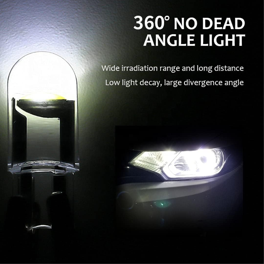 Sulfar T10-COB Universal Glass Enclosed T10 W5W LED Parking Light Super Bright White 6000K Light Interior Pilot License Plate Dome Indicator Lamp Bulb for Car Bike and Motorcycle (2W, White, 2 Pcs) image number 3