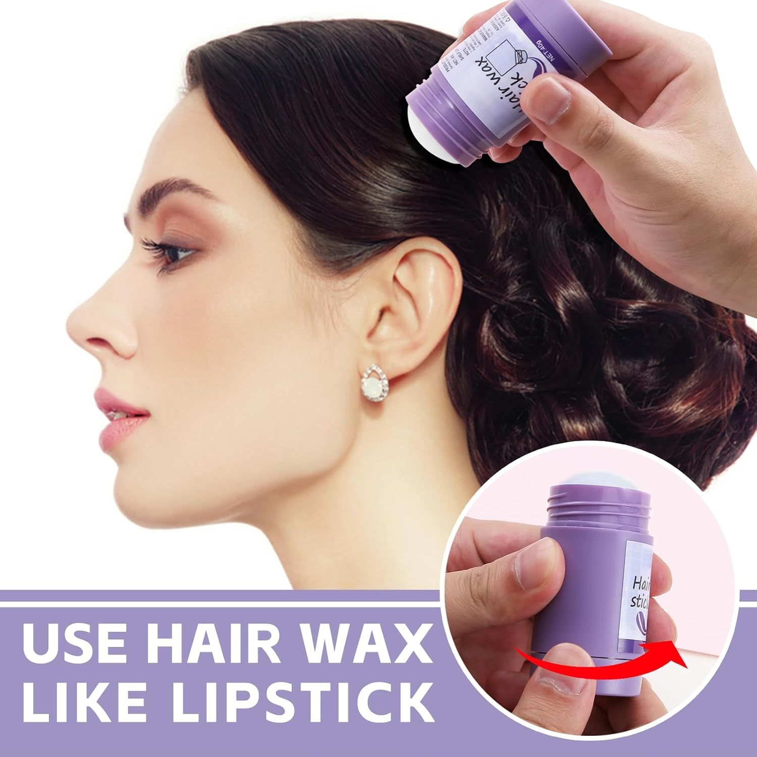 Apooliy Hair Wax Stick,Wax Stick for Hair Flyaways,Slick Stick for Hair, Non-Greasy Styling Hair Pomade Stick,Hair Accessories image number 4