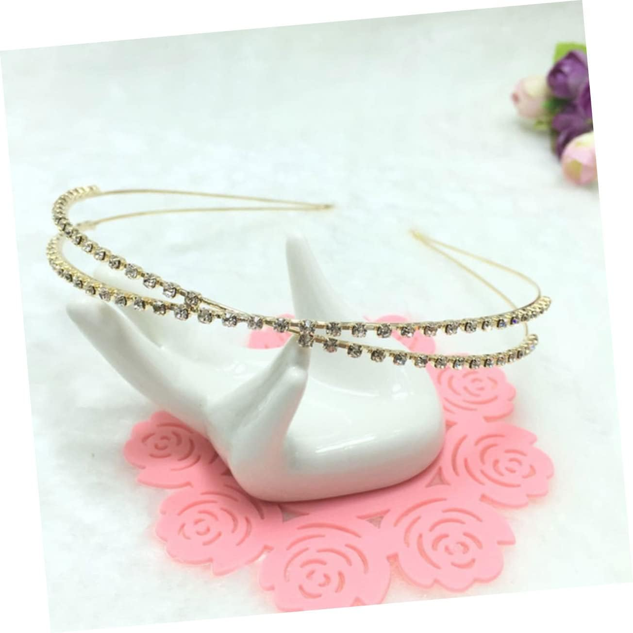 Mikinona 2Pcs Jewelled Headband Rhinestone Women Headband Shiny Bead Hair Bridal Hair Accessories image number 1
