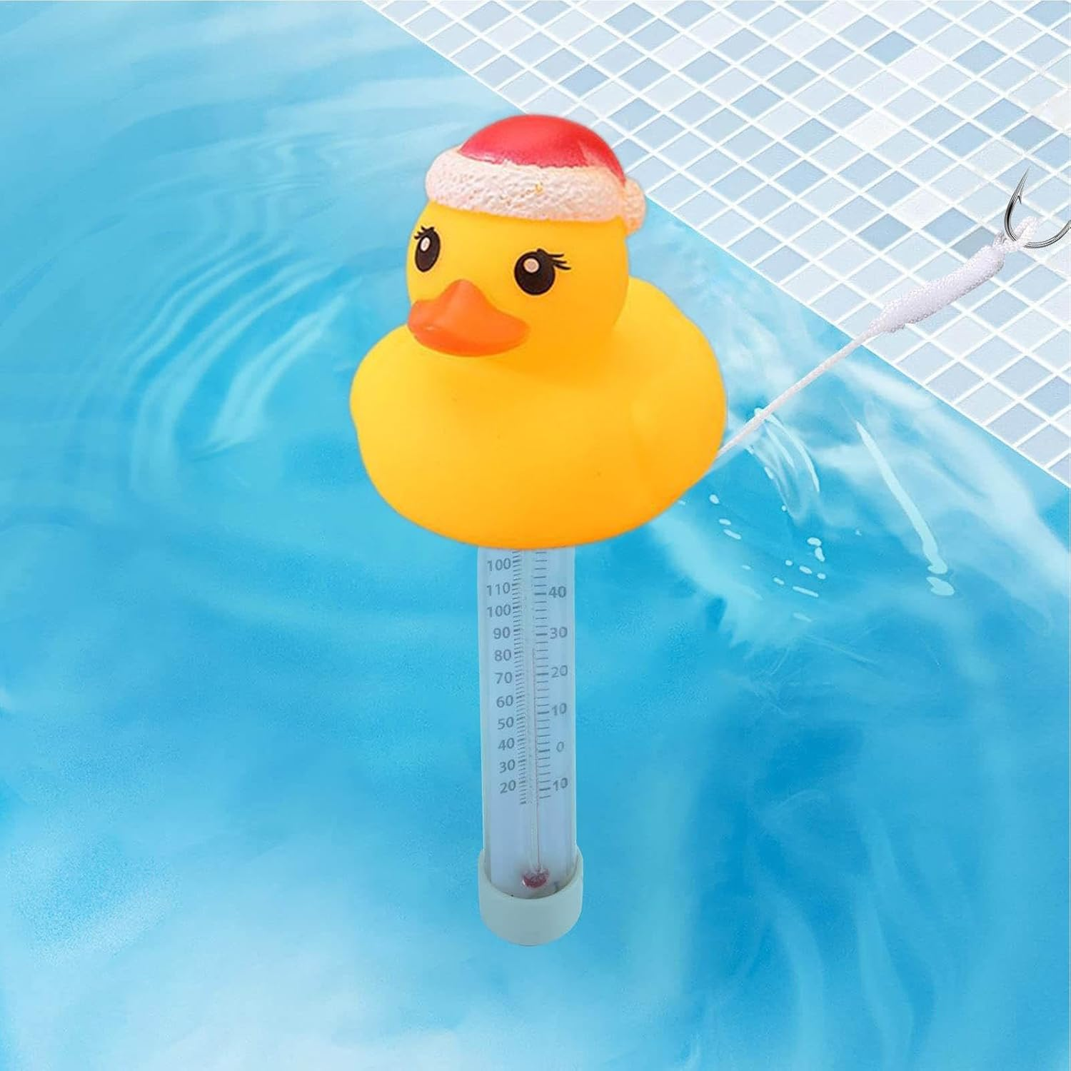 Pool Thermometer - Water Temp Gauge, Floating Pool Temperature Meter | Water Temperature Tester Tool, Easy Read Duck Water Temperature Gauge, Floating Duck Water Temperature Gauge for Hot Tub,Spa - Necklace Duck image number 6