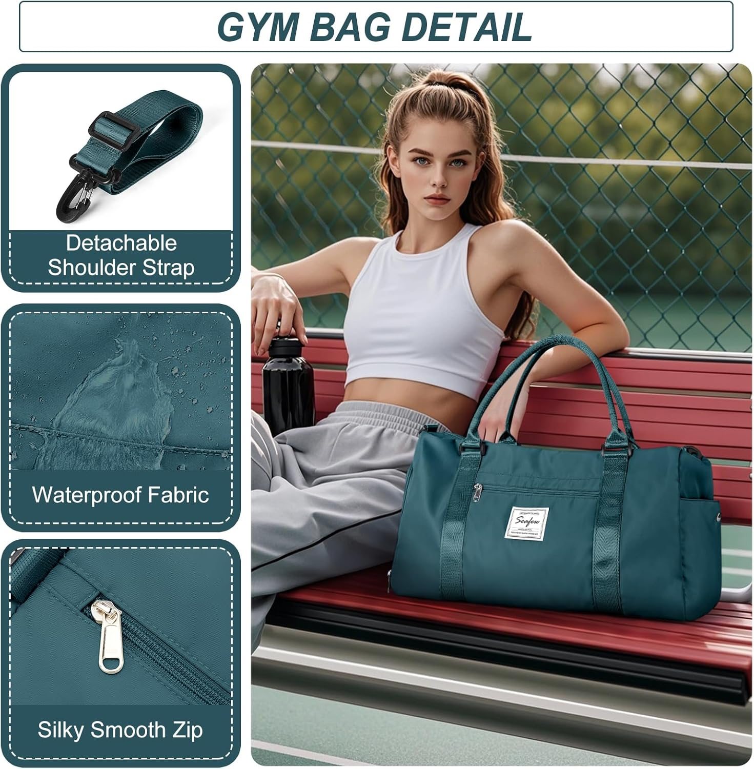 Pakembl Gym Bag Womens Mens with Shoes Compartment and Wet Pocket,Travel Duffel Bag for Women for Plane,Sport Gym Tote Bags Swimming Yoga,Waterproof Weekend Overnight Bag Carry on Bag Holdalls A7 image number 1