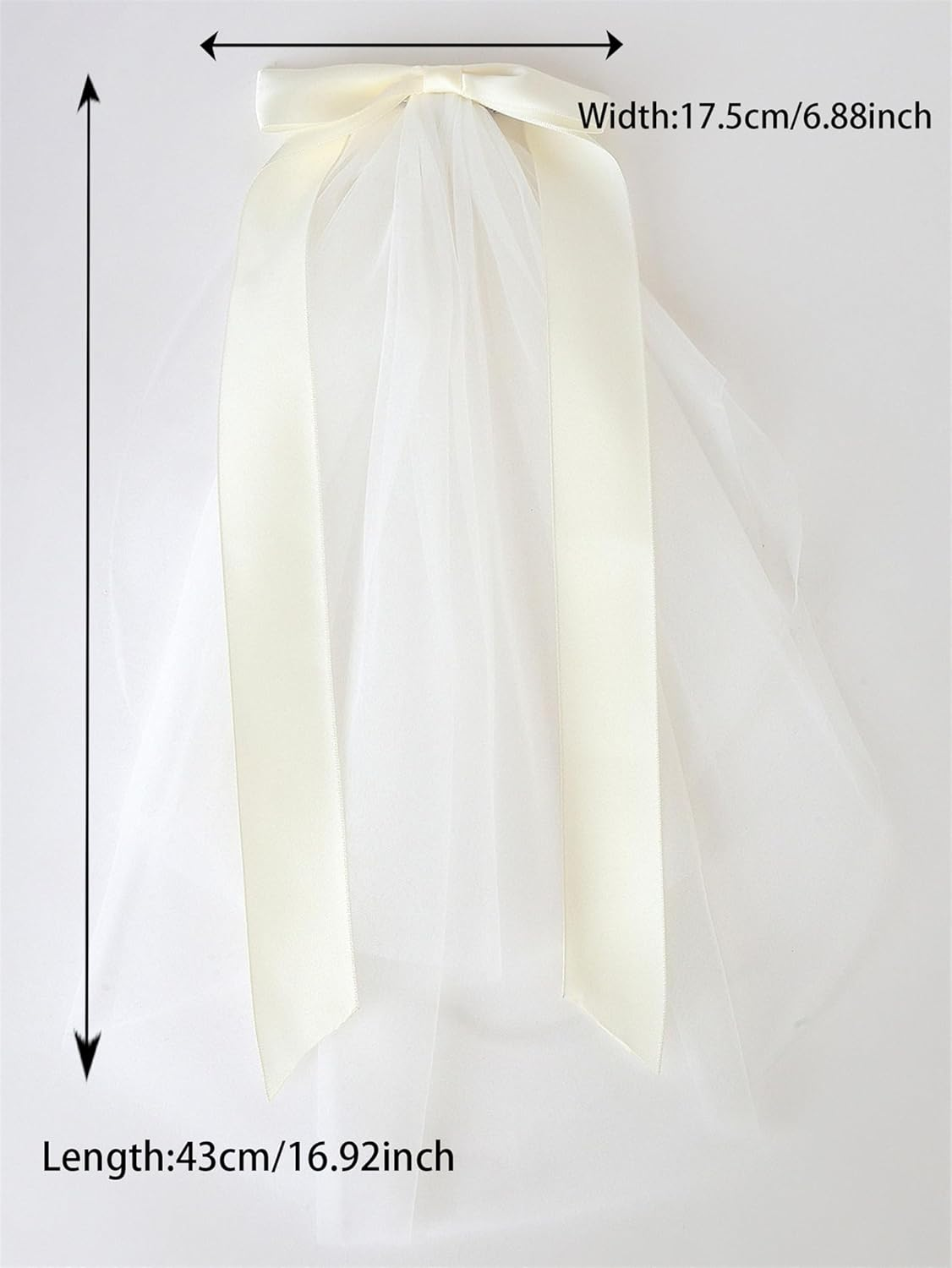 LERTREEUK Large Bow Hair Clips Bridal Veil Wedding Tulle Large Bow Clip with Long Ribbon Bowknot Spring Snap Hair Clips for Women image number 1