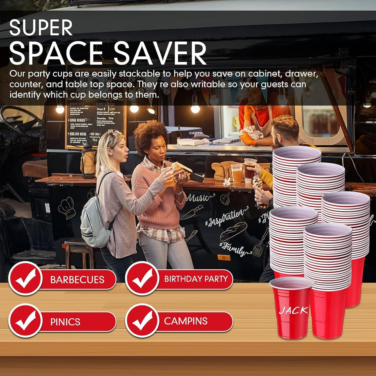 16Oz Red Plastic Party Cups: 100 Pack Reusable Blank Plastic Cups Food-Grade Party Cold Drink Cups Red Cups for Parties, Weddings, Events or DIY Projects,Durable,Resistant,Bpa Free, Recyclable image number 6