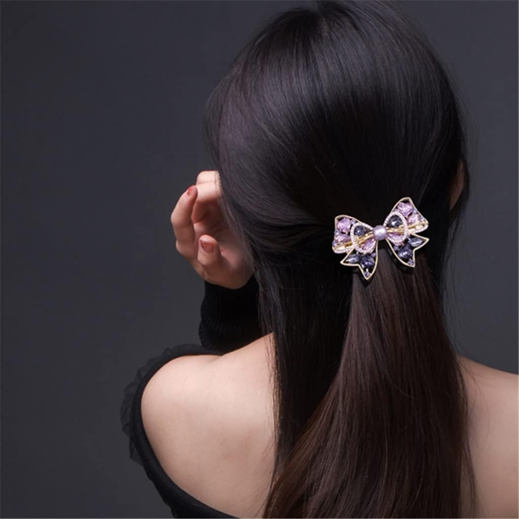 Crystal Hair Accessories,Clips Hairpins,Clip Plate,Hairpin Back Head Hair Accessories Headdress Temperament Hairpin Female Word Back Head Clip Ponytail Chuck Flower (Color : A, Size : 9 * 5.2Cm) (Col image number 1