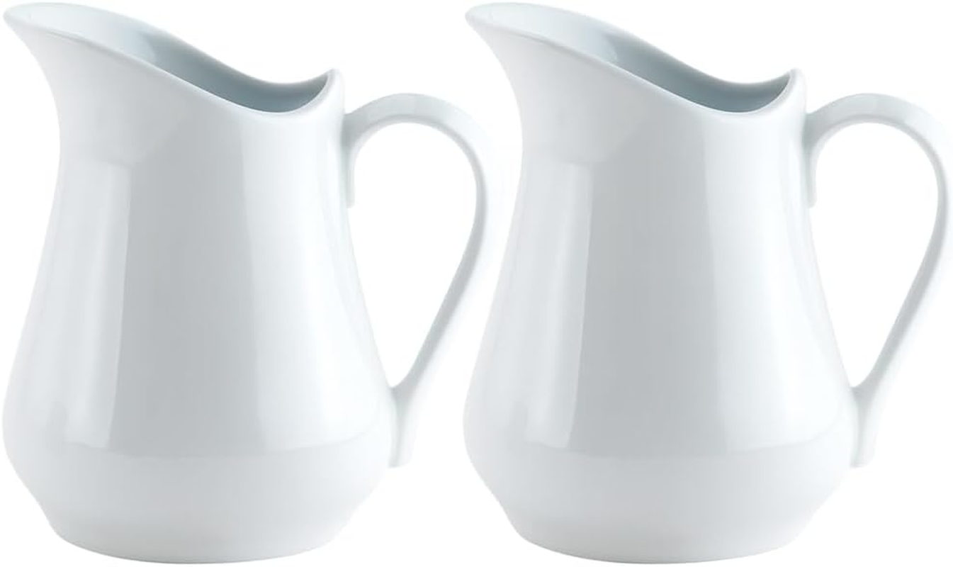 HIC Kitchen Creamer Pitcher with Handle, Fine Porcelain, 4-Ounce Capacity, for Coffee, Tea, Dressings, Sauces, Set of 2 image number 4