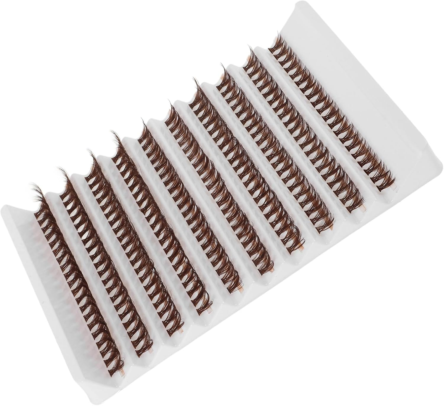 WESIEVYA 10 Pairs Brown Wispy Lash Clusters, Lightweight Natural-Looking False Eyelashes Kit, Fine Fiber Curl for Everyday Makeup and Cosplay image number 4