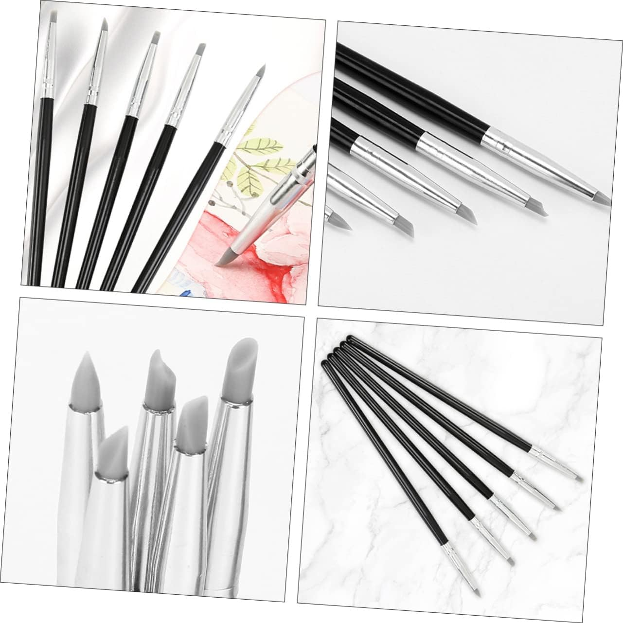 Sewroro 10Pcs Space Silicone Sculpture Pen for Clay Molding Tools Nail Art Pen Professional Painting Tool image number 5