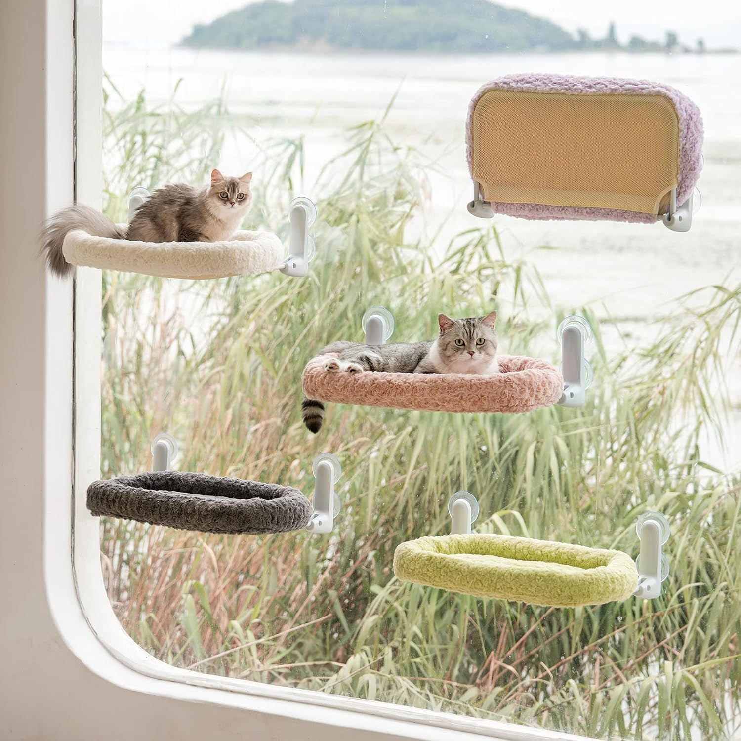 Cat Window Bed & Hammock Perch for Indoor Cats - Foldable Reversible Window Bed, Cat Window Hammock with Upgrade Strong Suction Cups, Sturdy Holds up to 18Kg (Purple, M) image number 2