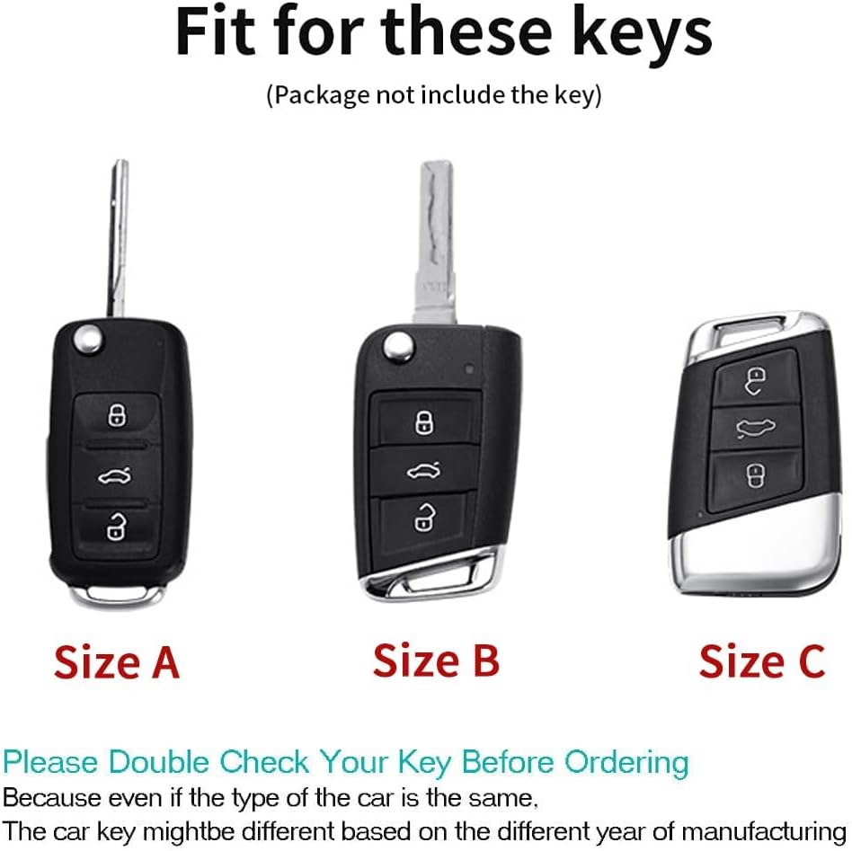 Ontto Metal Car Key Fob Cover Fit for VW Polo Golf 7 MK7 Tiguan Octavia Kodiaq Karoq Ateca Leon Flip Key Case Keyring Key Shell Holder Bag Keychain Protector Accessories Silver B image number 1