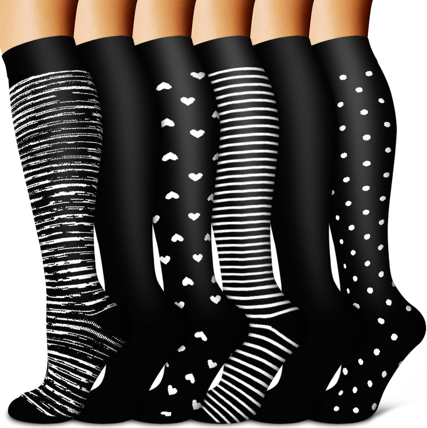 Compression Socks for Women and Men 6 Pack Copper Compression Stockings Circulation-Best Support for Medical, Running,Nursing,Athletic