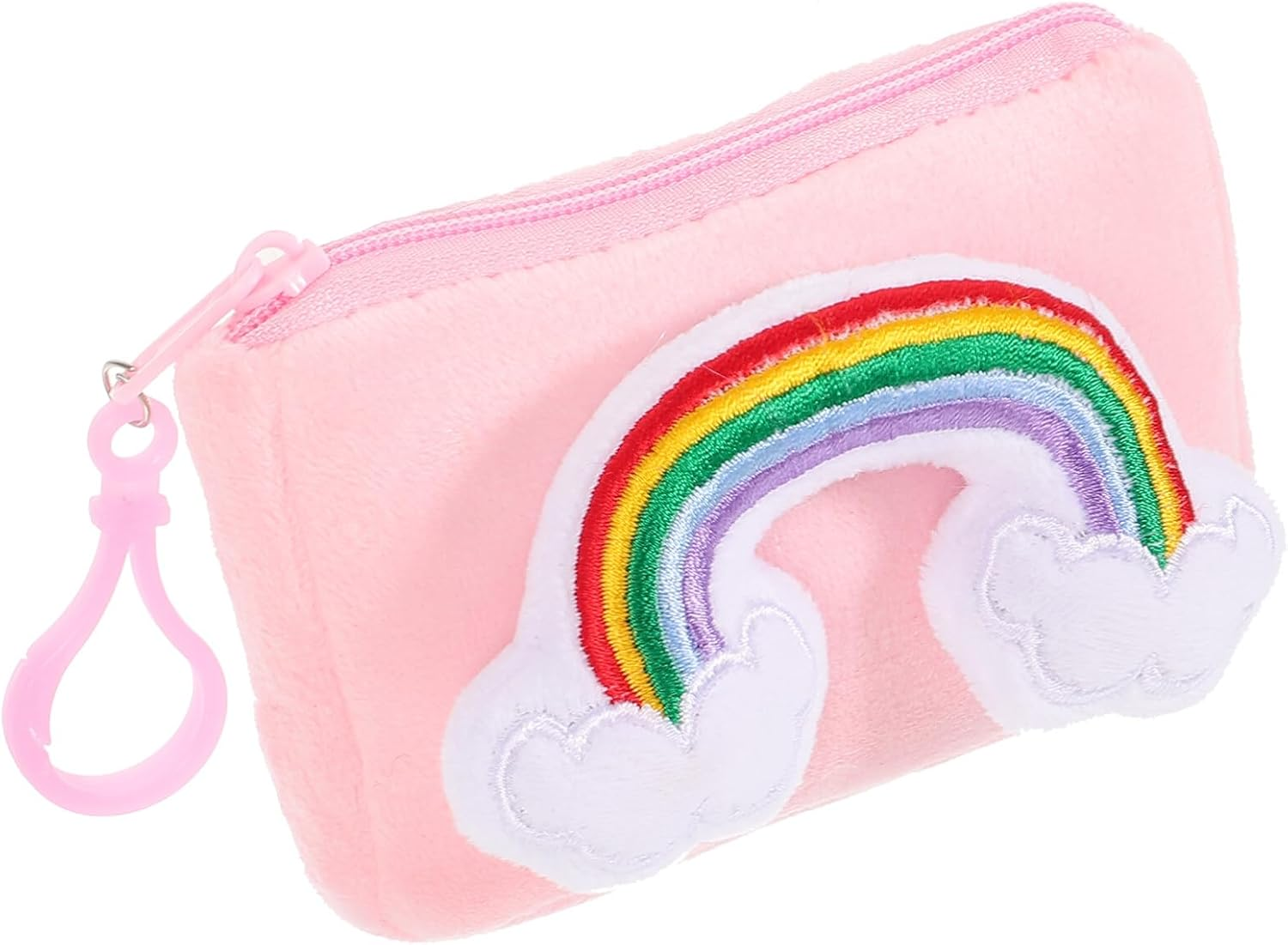 GALPADA Rainbow Purse Keychain for Girls Cute Plush Change Pouch Pendant Storage Bag for Keys and for School and Everyday Use image number 2
