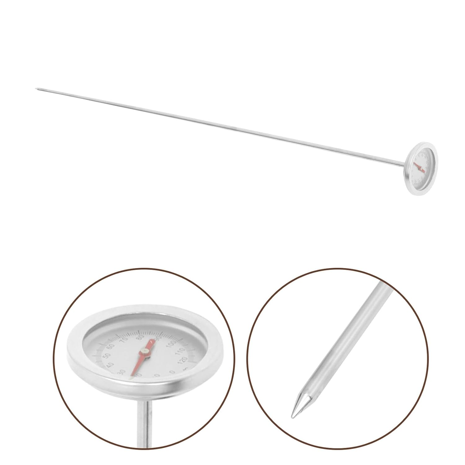 SEWACC Stainless Steel Soil Thermometer with Probe for Backyard Composting and Gardening Portable Temperature Gauge for Accurate Lawn and Garden Soil Measurement image number 2