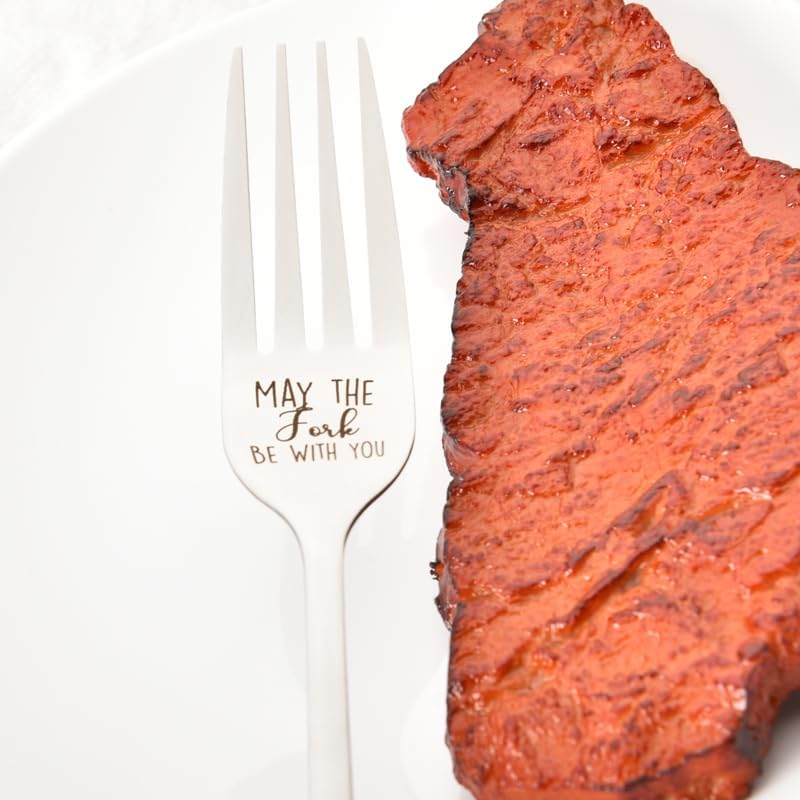 Inspirational Gifts for Friendship Fork Engraved Gifts for Husband Boyfriend Birthday Gifts for Girlfriend Wife May the Fork Be with You Dinner Forks Gifts for Dadddy Best Friend Boss image number 3