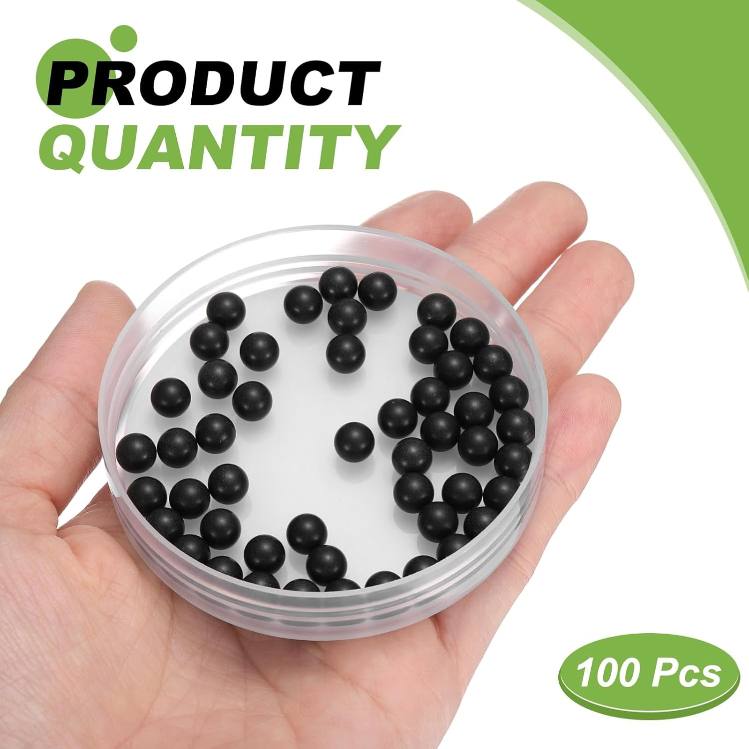 Uxcell 100Pcs POM Plastic Bearing Balls, 17/64" 6.5Mm Solid Plastic Balls, G2 Precision Polypropylene Mini Ball, Black image number 1