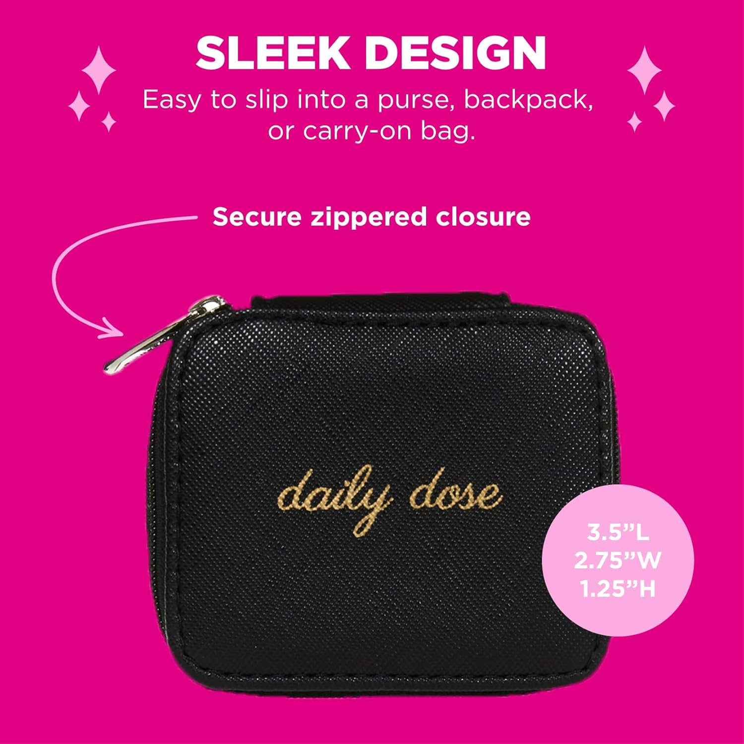 Miamica Women'S Pill Case Trendy Daily Dose Pill Organizer Box image number 3