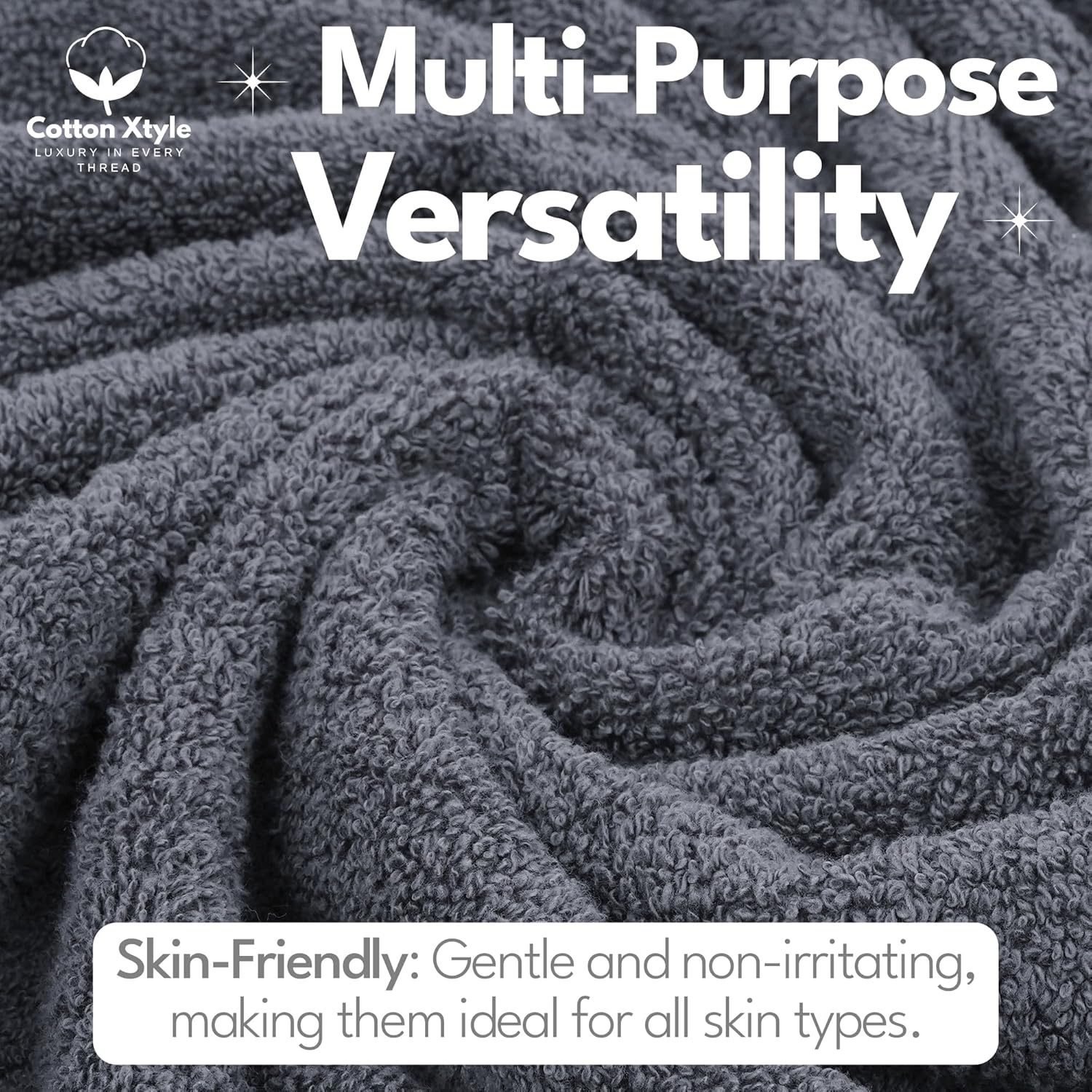 Luxury 100% Cotton Face Towel & Washcloths Gray - Pack of 4 (33 X 33 Cm) - Soft, Quick-Dry, Highly Absorbent & Durable image number 1