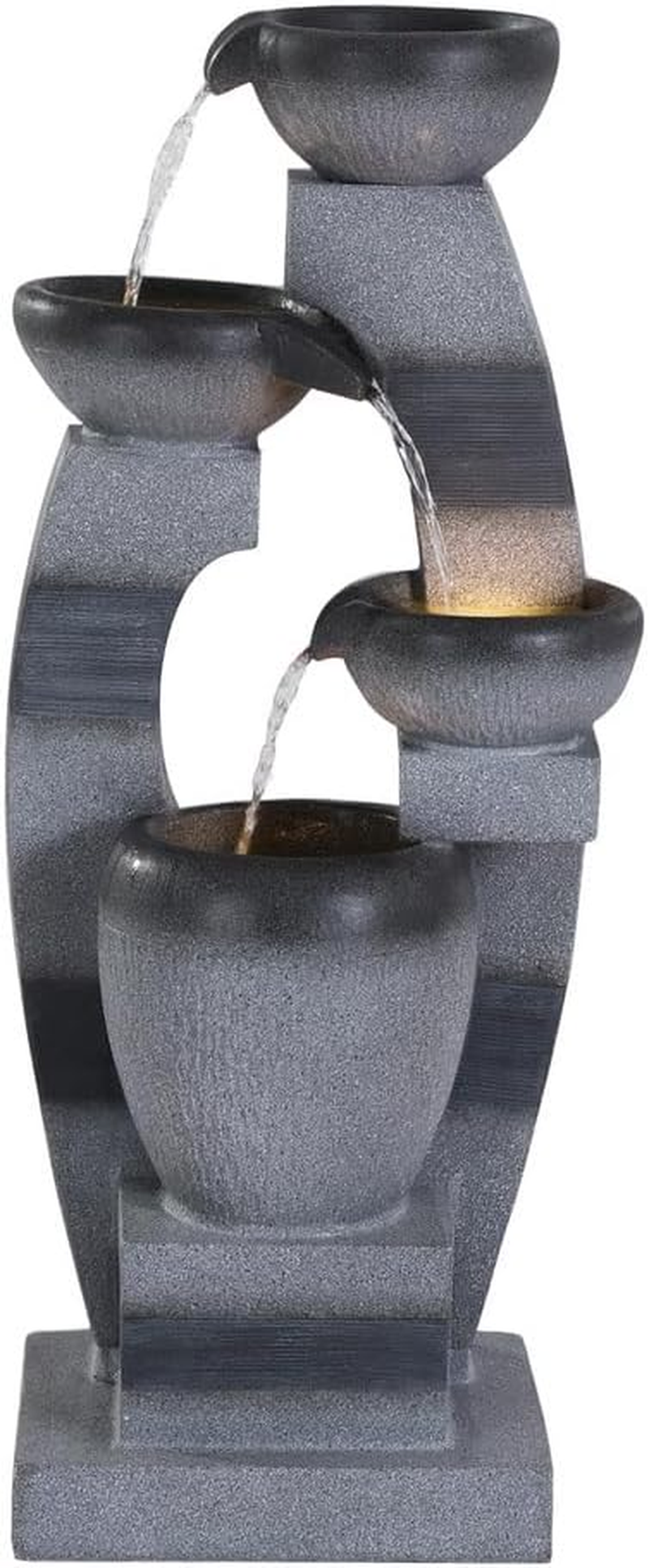 Gardeon Solar Fountain Water Feature Outdoor Fountain Indoor 3-Tier Bowl Cascading Grey image number 6
