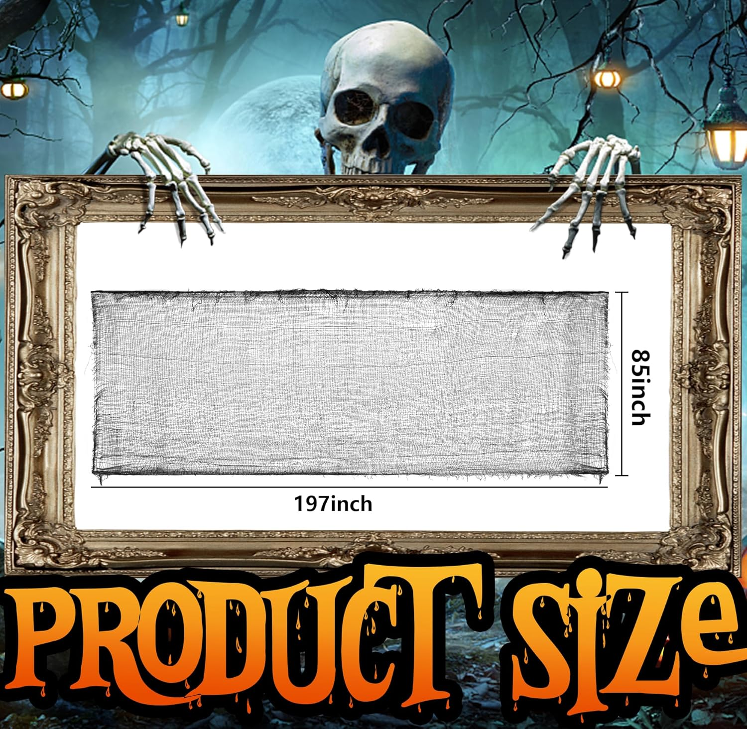 197" X 85" Halloween Creepy Cloth - Halloween Spooky Fabric Cloth - Scary Gauze Blood Creepy Cloth for Haunted House Halloween Party Yard Wall Doorway Outdoors Decoration image number 1