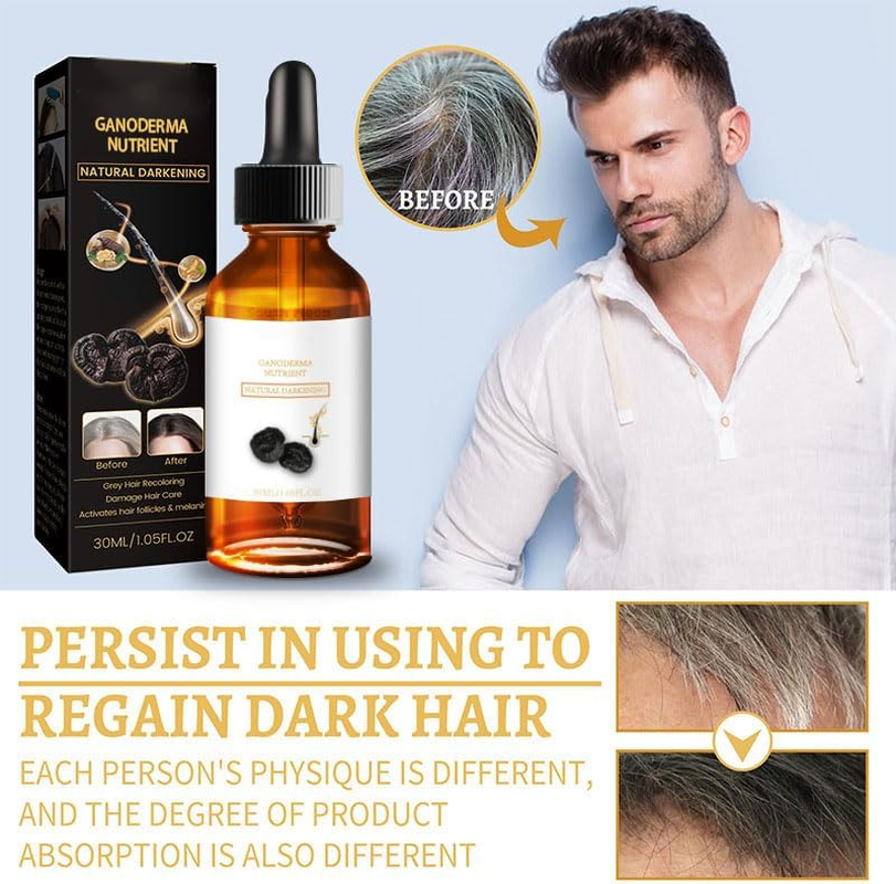 Grey Hair Treatment Serum, White to Black Natural Colour Restorative Nourishing Products anti Hair Loss Treatment for Men Women - 5Pcs image number 6