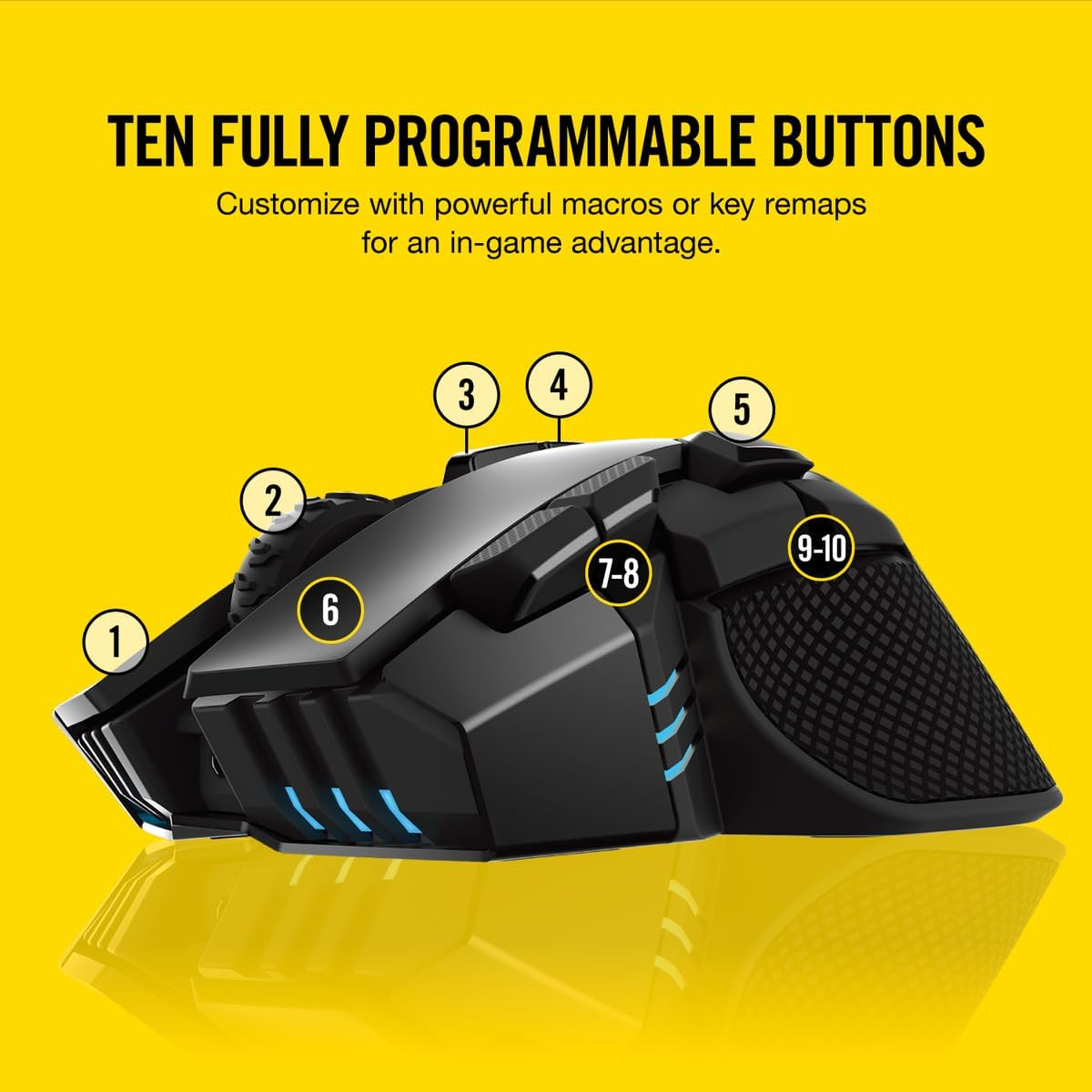 CORSAIR IRONCLAW Wireless RGB Rechargeable Gaming Mouse with Slipstream Technology - 18,000 DPI - 3-Zone RGB Multi-Color Backlighting - Black image number 2