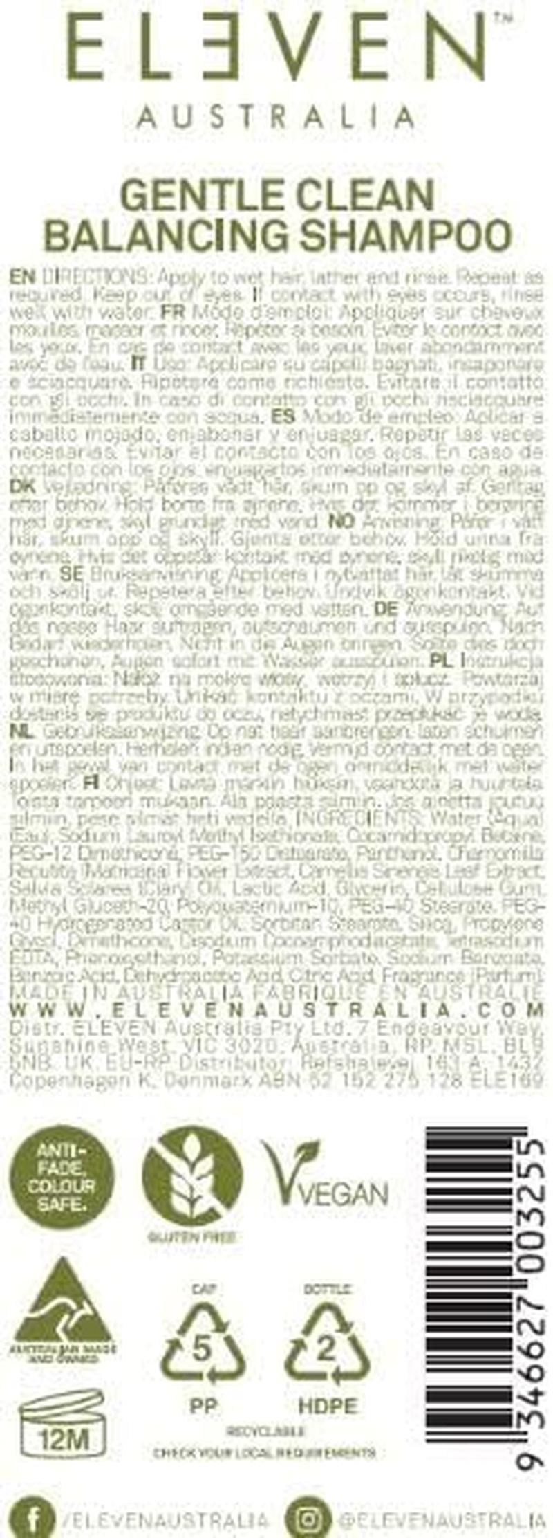 Eleven Australia Gentle Clean Balancing Shampoo 300Ml image number 6