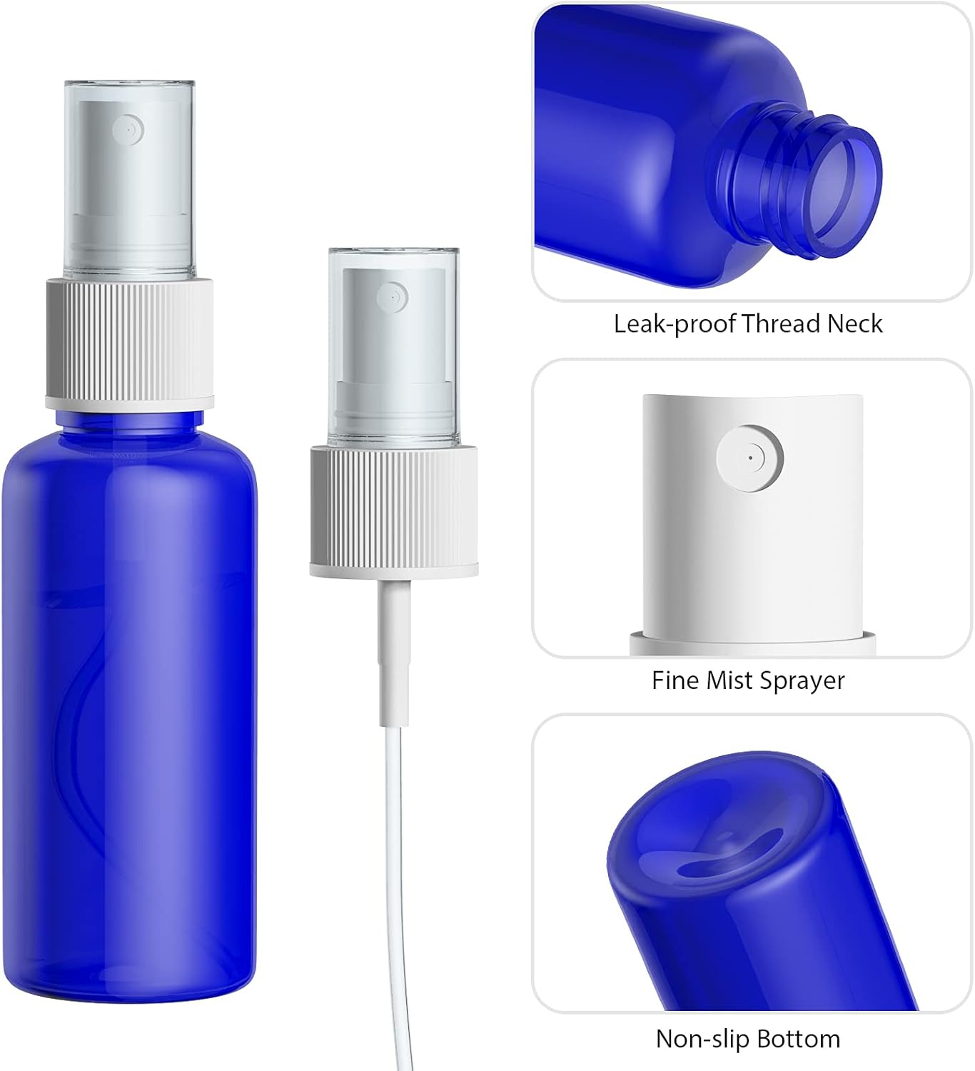 Spray Bottles Plastic Small Mist Travel Bottles Set 10 Pcs 50Ml Liquid Atomiser Refillable Containers with 2 Funnels 1 Sheet Labels (Blue) image number 5