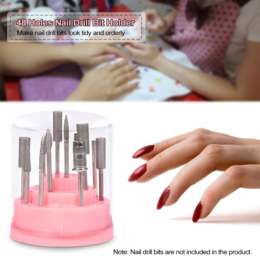 Nail Drill Bit Holder Stand Displayer Organizer Co Ainer 48 Holes Nail Tools Acrylic Cover image number 5