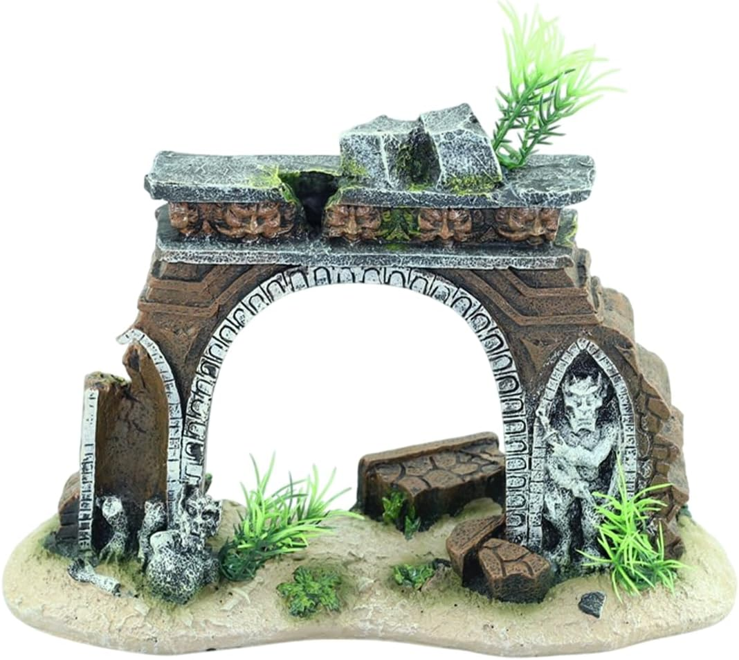 AIMALL Resin Aquarium Castle Archway Decorative Fish Tank Ornament Realistic Door Landscape for Betta Shrimp Turtle Hideout Underwater D&eacute;cor image number 4