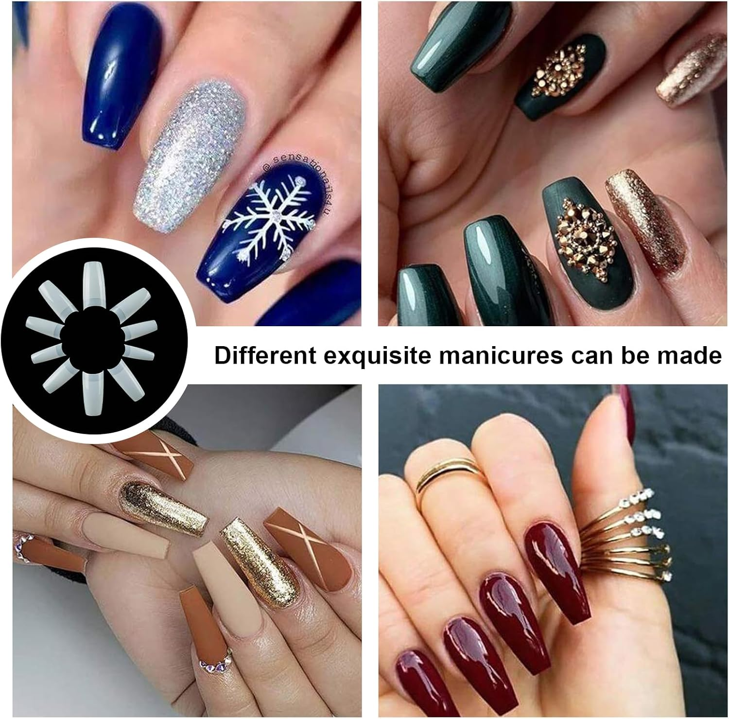 Agwenkui 500 Pcs Natural False Nails Tips Lady French Style Acrylic - Artificial Tip Manicure with Box of 10 Sizes for Nail Art Salons and Home DIY French Style Acrylic Nails image number 4