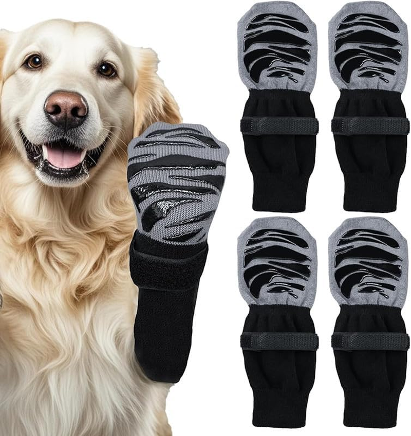 Anti Slip Dog Grip Sock with Adjustable Strap, 4Pcs Anti-Slip Dog Socks,Anti-Slip Dog Sock Dog Paw Protector Grip Sock,Non Slip Dog Sock anti Slip Paw Protectors Dog Sock,Anti Slip Dog Sock,M Size