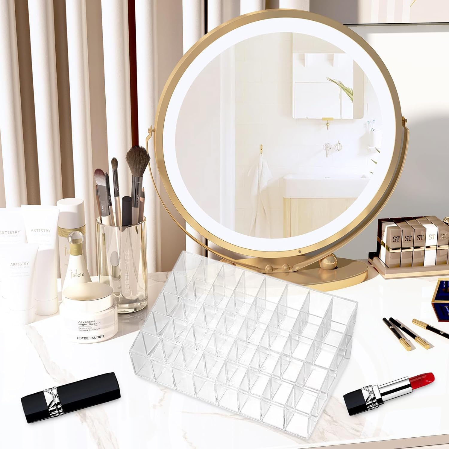 40 Grids Lipstick Organiser Acrylic Lipstick Storage Transparent Lipstick Holder Lipstick Stand Makeup Cosmetic Organiser image number 5