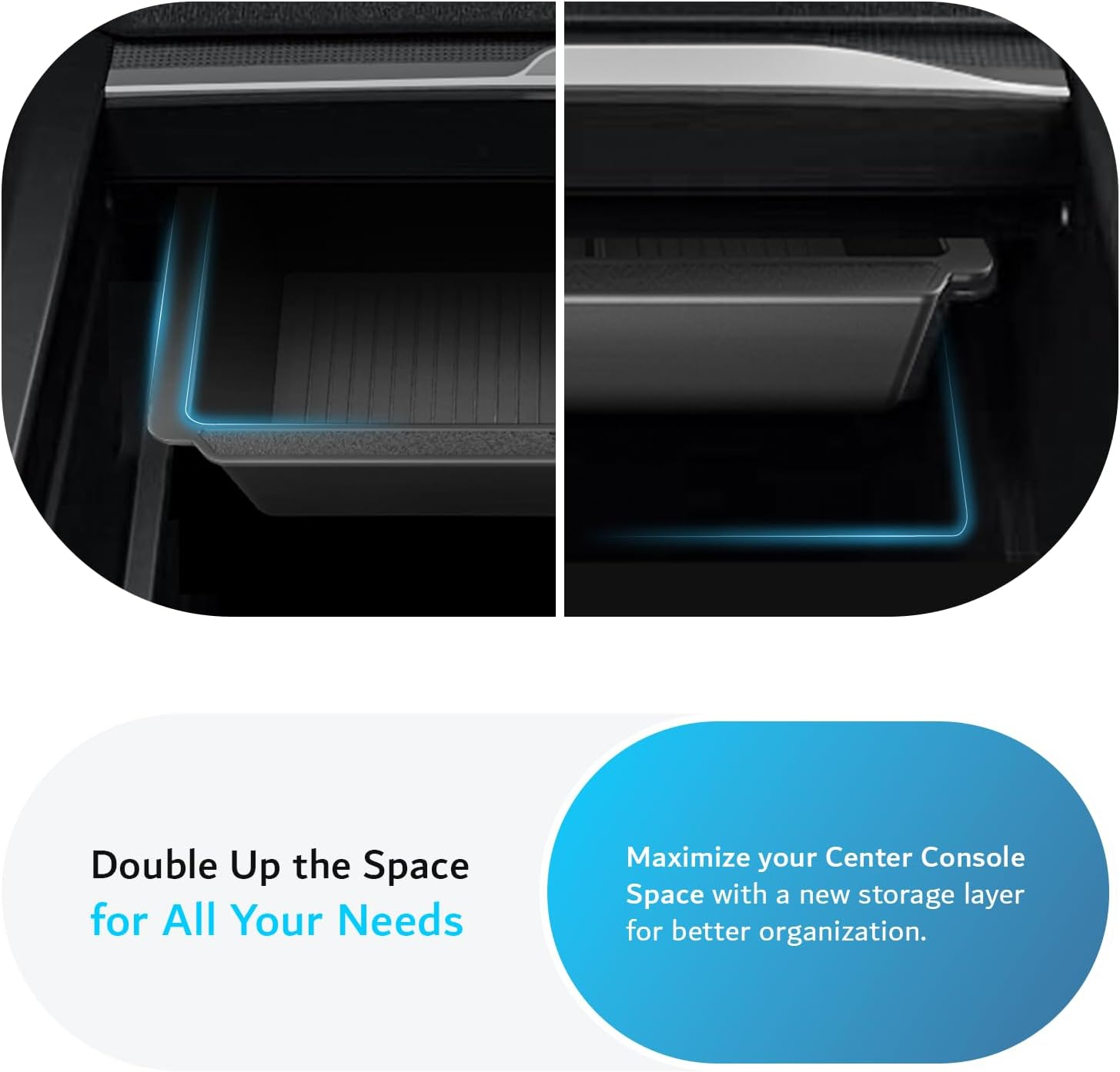 TUDIA Center Console Organizer Tray Designed for Tesla Model 3 2025/2024 (Highland) & Model Y 2025/2026 (Juniper) - [NOT Compatible with Model 3 2021-2023] Slide Storage with Silicone Lining (Black) image number 3