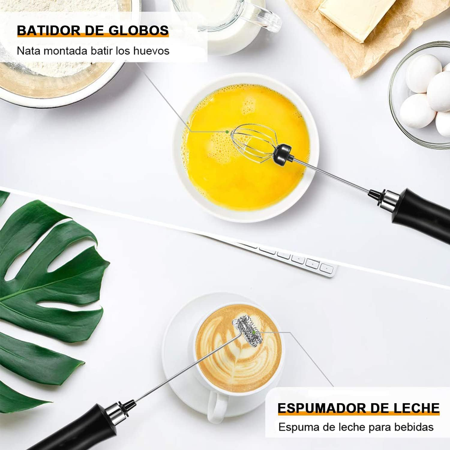 Milk Frother Handheld, USB Handheld Coffee Frother Rechargeable Electric Whisk Foam Maker with 3 Heads, 3 Gear Adjustable Speeds Mini Milk Foamer for Latte, Cappuccino, Coffee, Hot Chocolate, Matcha