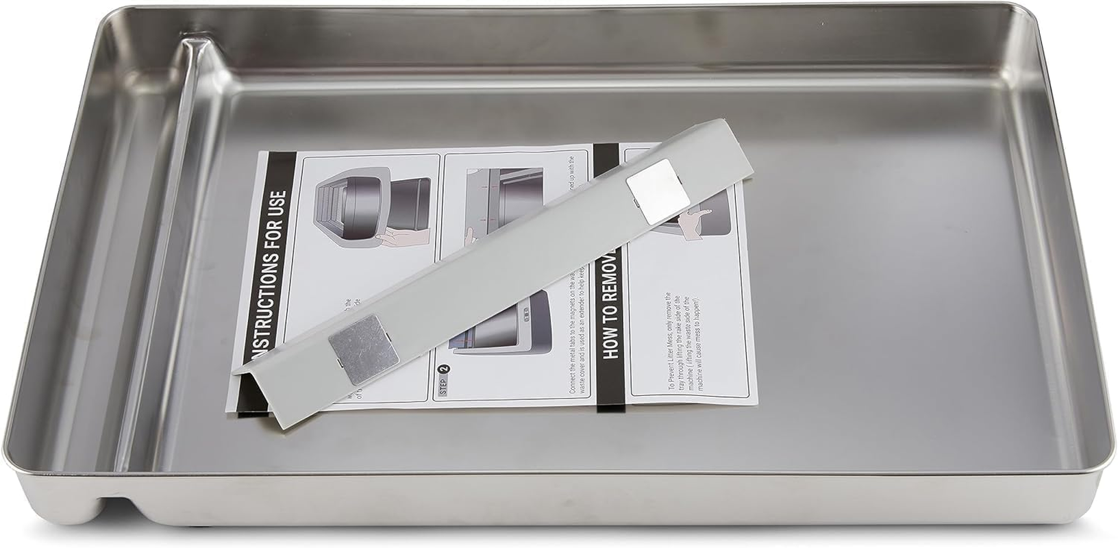 Premium Stainless Steel Cat Litter Tray &ndash; Reusable & Eco-Friendly &ndash; Compatible with Self-Cleaning & Scoop-Free Litter Boxes image number 1